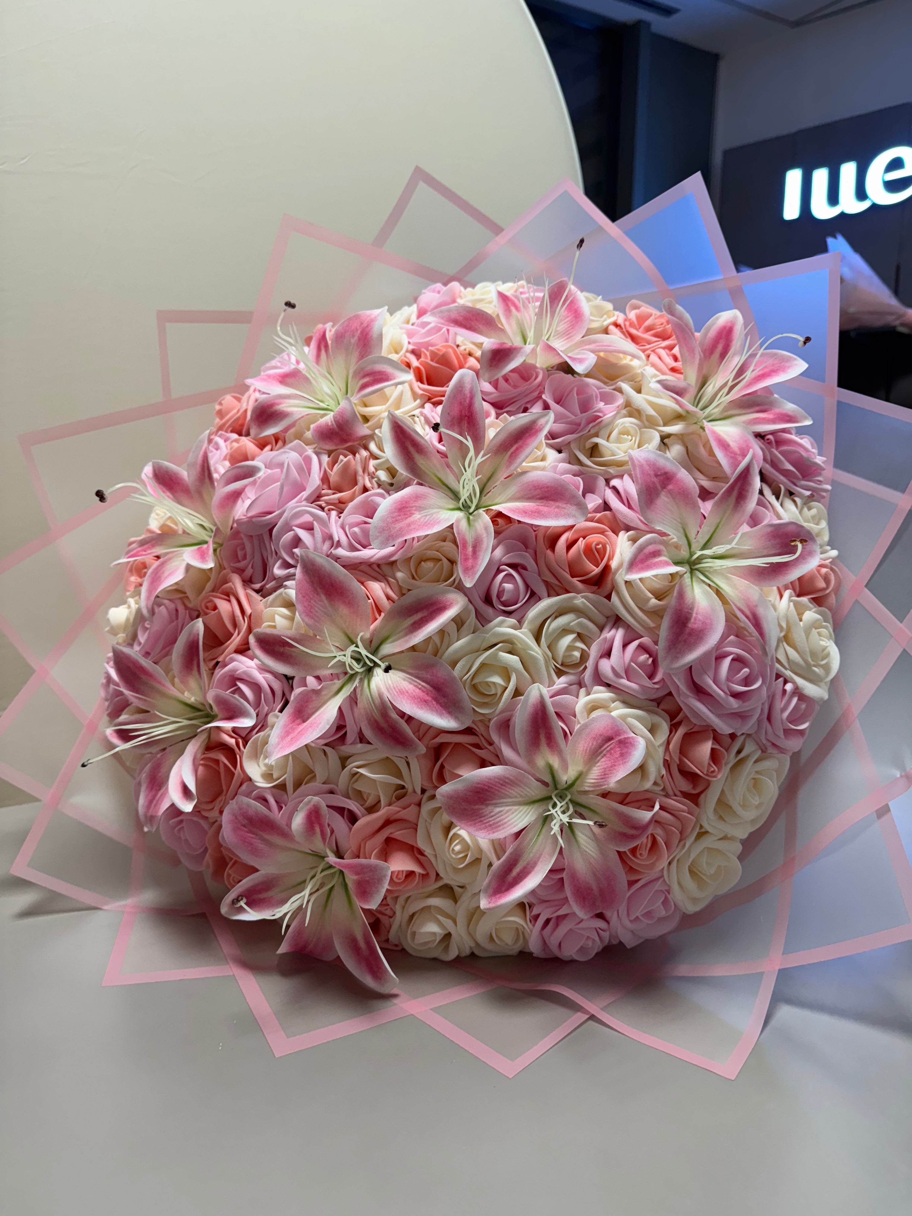 Rosa Mischrosen X Lilien Bouquet